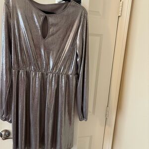 NWOT SHEIN Metallic Silver Midi Dress SIZE XL